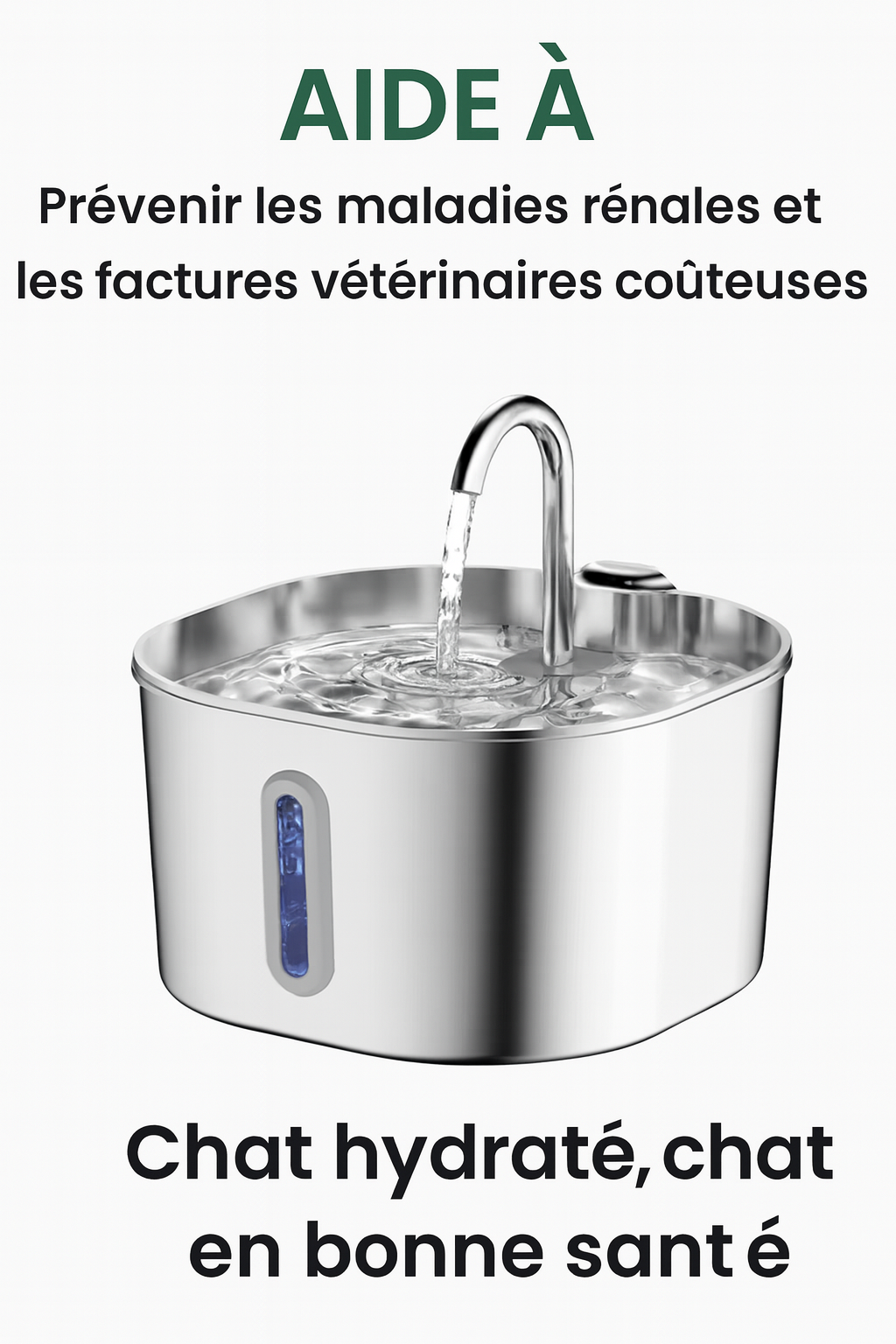 Fontaine à Eau pour Chat en Acier Inoxydable 2.2L - Kaitena Hygiène Premium