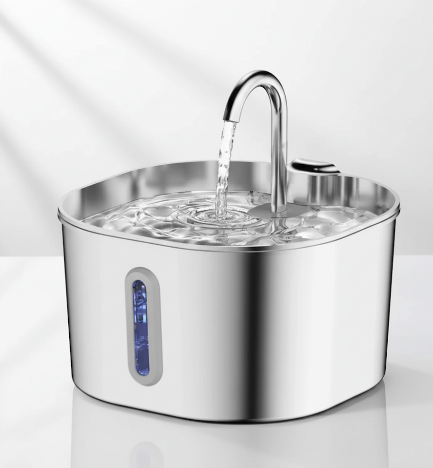 Fontaine à Eau pour Chat en Acier Inoxydable 2.2L - Kaitena Hygiène Premium