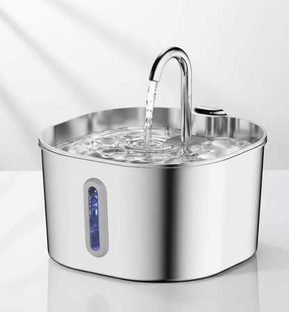 Fontaine à Eau pour Chat en Acier Inoxydable 2.2L - Kaitena Hygiène Premium